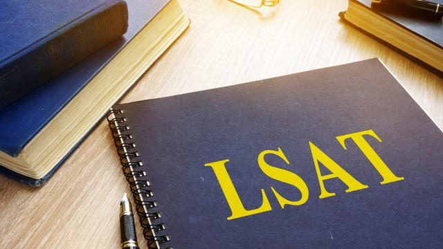 LSAT books on a table