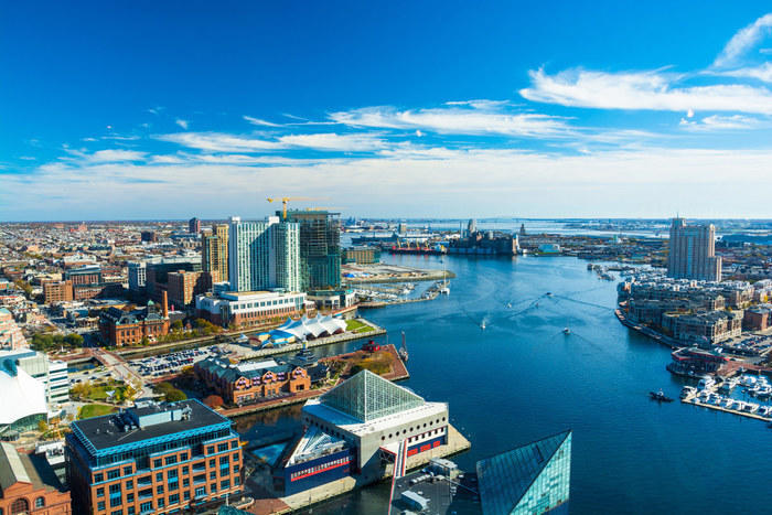 Baltimore skyline from above