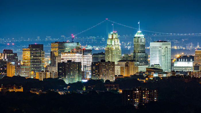 Newark New Jersey skyline at night