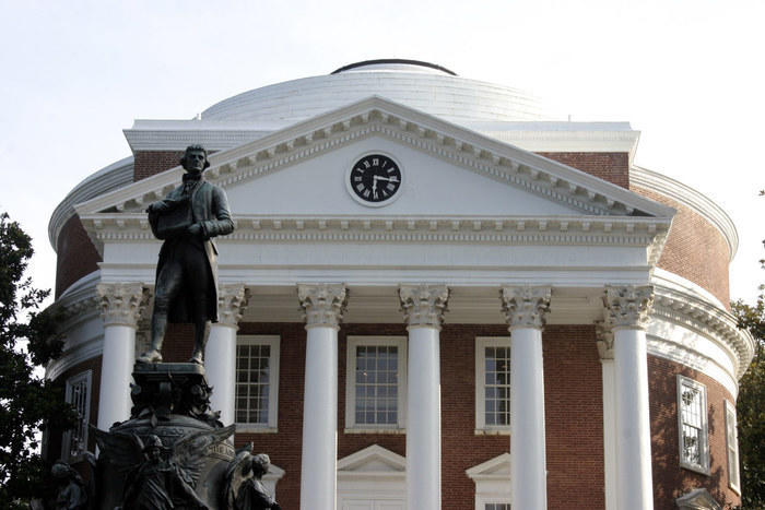 Rotunda at the University of Virginia with statue of Thomas Jefferson