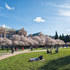 Students on the lawn of the University of Washington campus